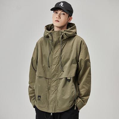 Veste de sport tendance pour homme, imperméable et coupe-vent, à capuche, style américain