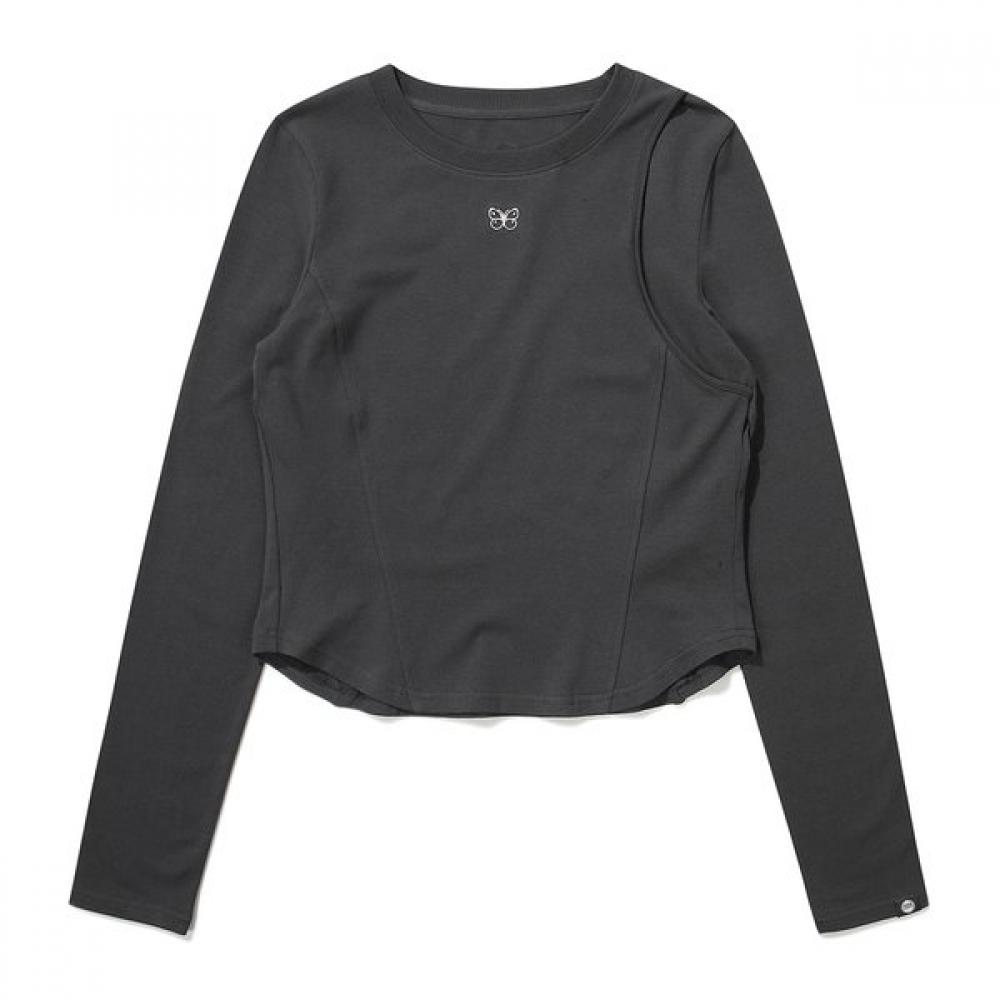 CuTouT Crop Long T shirT Charcoal 090