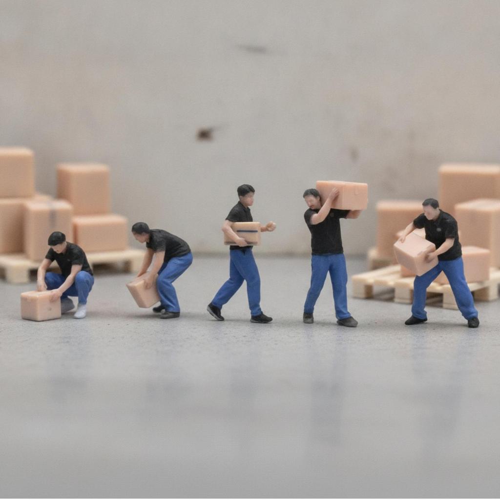 5 Pieces Delivery Worker Figures Realistic Pose Mini Resin