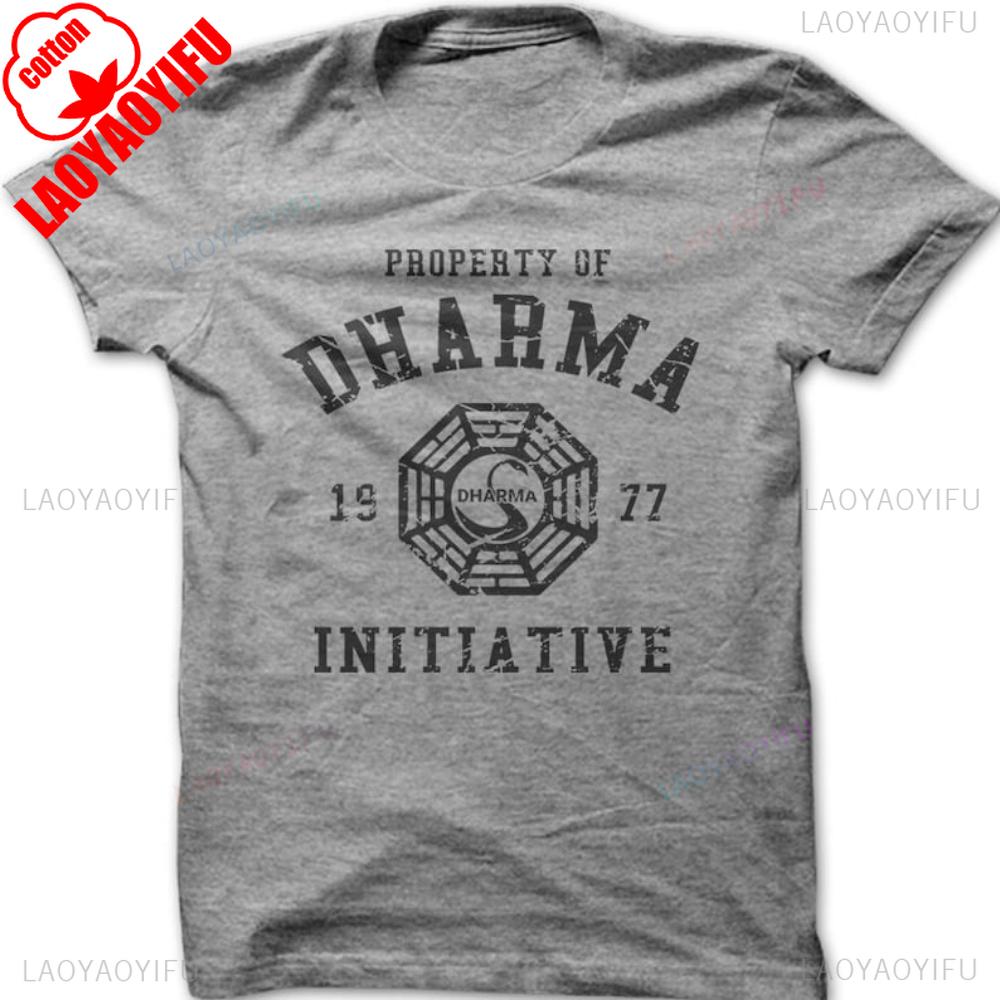 

Футболка ZX DHARMA Initiative 1977 Телешоу LOST С принтом Хлопковая футболка с коротким рукавом и круглым вырезом Обычный крой Одежда Удобные топы 3XL