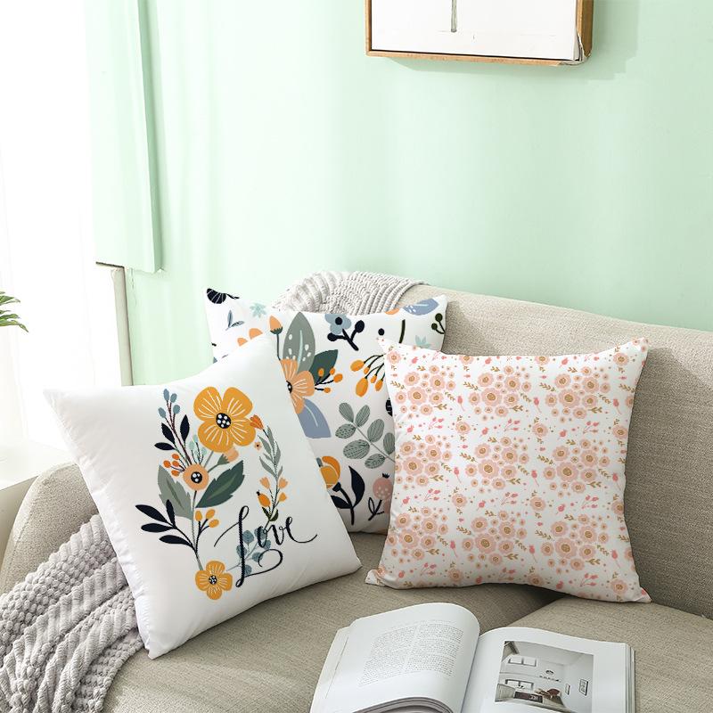Home Peach Skin Printed Cushion Cover Nordic Green Plant Sofa Cushion Cover Office Cushion Cover