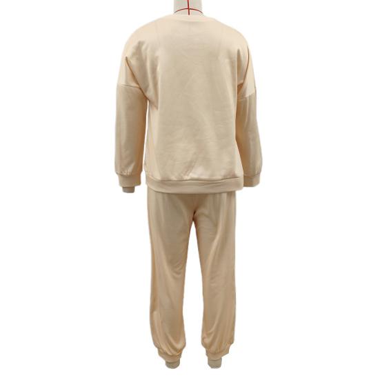 2 Stück/Set Damen Freizeitoutfit Top Hose Set V-Ausschnitt Lange Ärmel