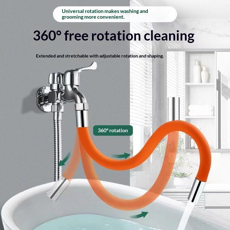 20/30/50CM Universal Kitchen Orange Faucet Extension Hose Bathroom 360° Rotation Bending Faucet Extender Wash Basi Bathroom