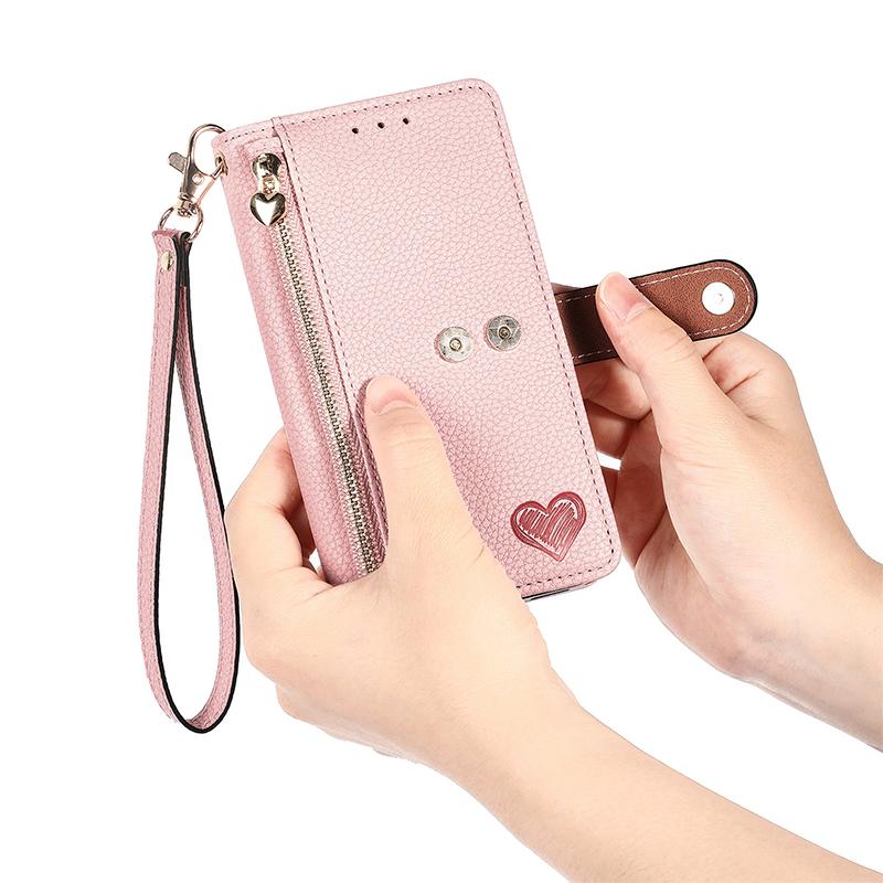 Lanyard Zipper Leather Wallet Anti-theft Case For Huawei Honor 50 Pro 60 70 80 SE 90 Lite X6 X8 X6A X7A X9A Wrist Strap Cover