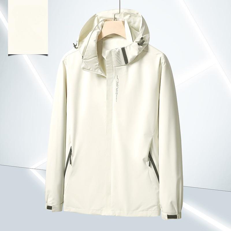 Men's Waterproof Windproof Jacket with Hood Lightweight Outdoor Raincoat for Hiking Climbing
