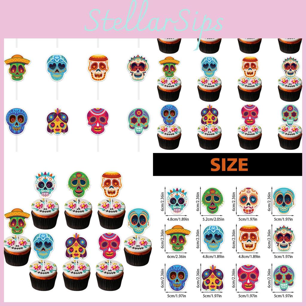 Skull Theme Cake Party Decor Paper Insert For Halloween And Party Venue