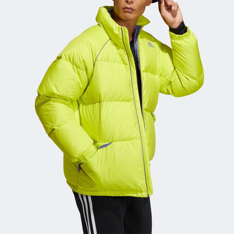 Adidas Terrex Super Puffy Jacket Outdoor Insulated Stand Collar Down Coat Men Outerwear Green Yellow H20752