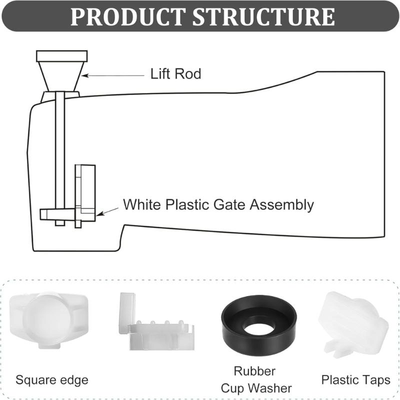 2Pcs Tub Spouts Diverter Repair Set Fix Faucet Includes 2 Valves 2 Cup Seal 2 Gate for Bathtubs Shower Maintenance