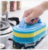 2025 Household Cleaning Brush With Handle Dish Soap Bathroom Kitchen Tub Thicken Scrubbing Sponge Wipe Durable Tools Accessories Home