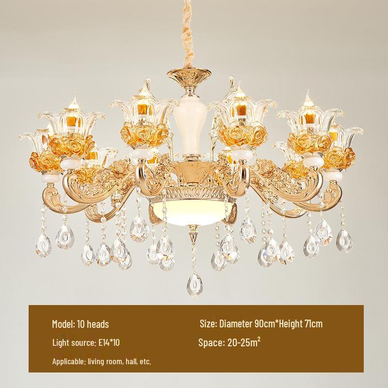 European Zinc Alloy Crystal Chandelier for Living Room, Bedroom, or Restaurant