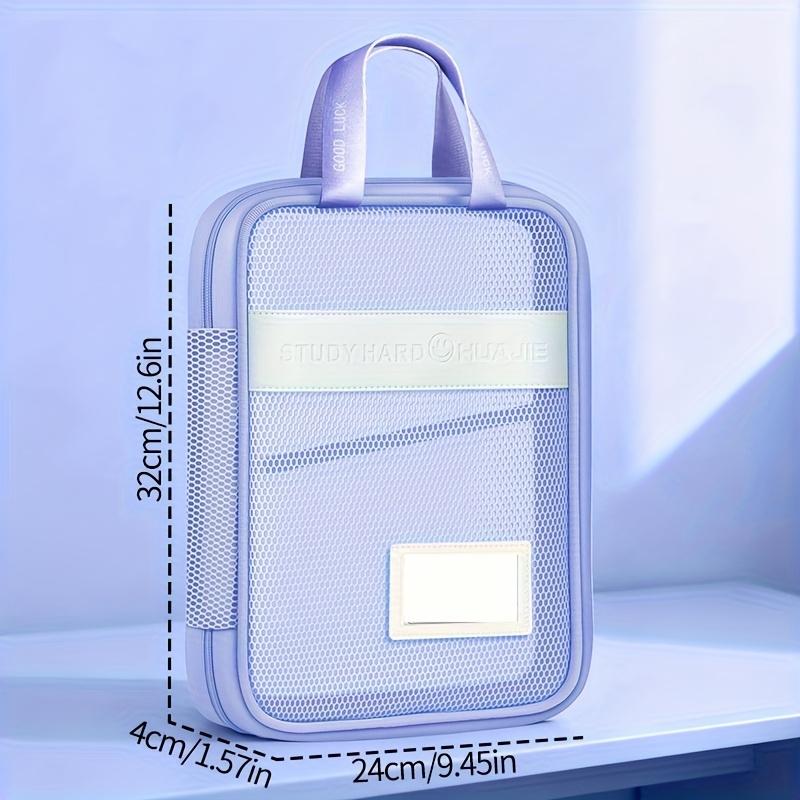 Student Handheld Classification Bag Large Opening Multi-Layer File Bag Big Capacity Zippered Tutoring Bag Mesh Homework Organizer Exam-Document Bag