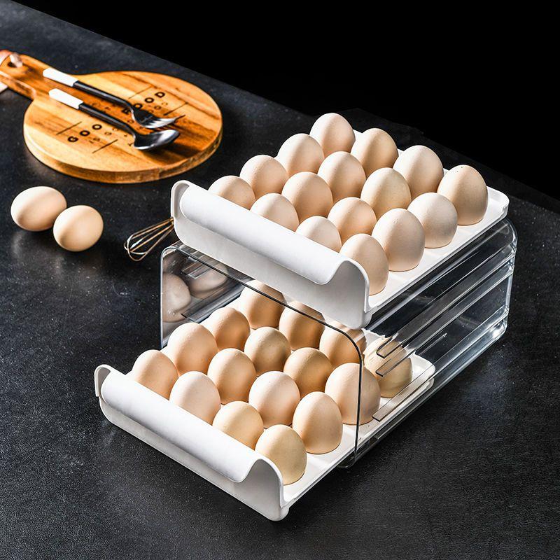 Double-layer Storage Box Refrigerator with Egg Dropper Kitchen Special Finishing Artifact Drawer Box Food-grade Fresh-keeping