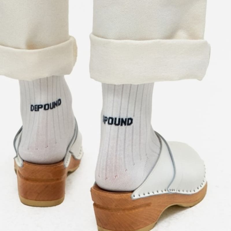 DEPOUND Logo Stripe Socks - White