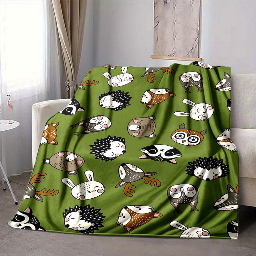 1pc Forest Animals Blanket, Lightweight Flannel Throw Blanket For Sofa, Bed, Travel, Camping, Living Room, Office, Couch, Chair, And Bed