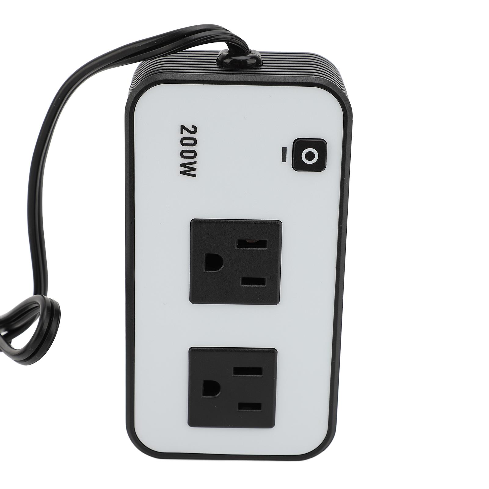 

Автомобильный преобразователь питания 200 Вт постоянного тока 12 В в 110 В переменного тока, автомобильный адаптер зарядного устройства, адаптер для дорожной поездки чёрный