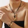Tooxika Personality Design Irregular Circle Pendant Necklace Simple Knot Tie Rope Necklace