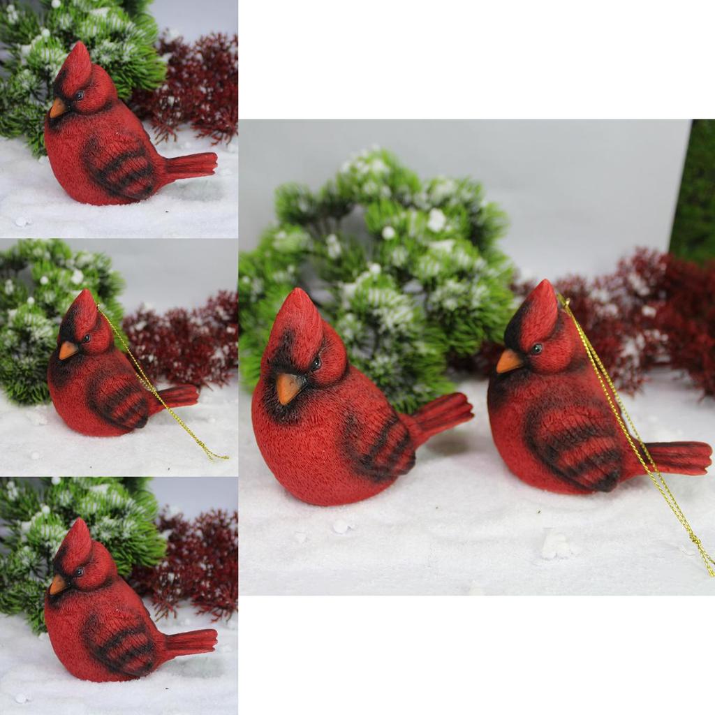 Christmas Red Bird Resin Decor With European Charm For Holiday Party And Festive Gifting