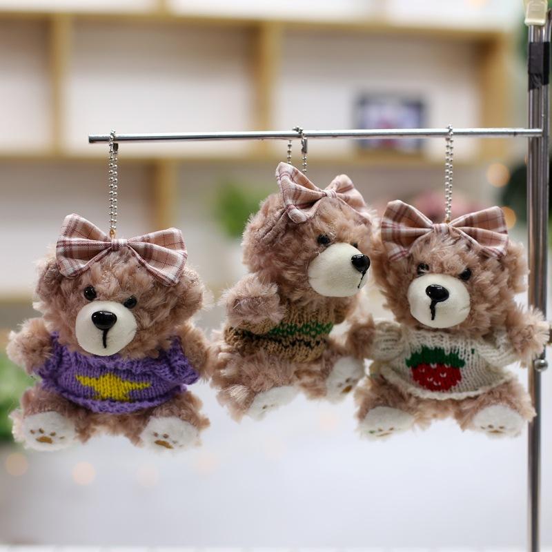 Plush Toy Pendant Cute Sweater Bear Keychain Doll Grab Machine Doll Bag Hanging Ornament Event Gift