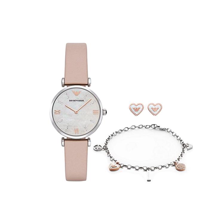 EMPORIO ARMANI Gypsophila Collection Wrist Watch Quartz Movement Leather Strap White Dial Women s Watch Box AR8039 Pink Strap