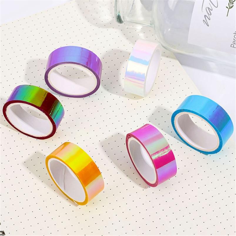 Scrapbooking Decoration PVC Rainbow Laser Washi Tapes Packing Tool Iridescent