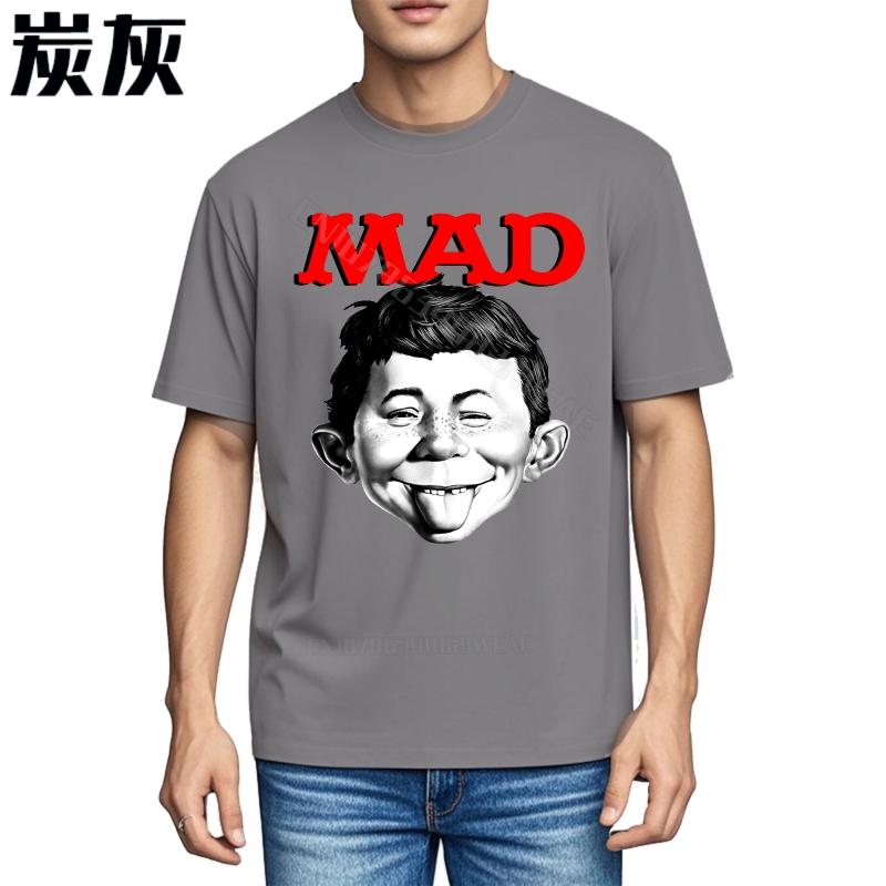 Teeshirt Breathable New Teeshirts Mad Magazine Character On Black Cotton Plus Size Tshirt Trendy Relaxed Fit Tshirt Casual