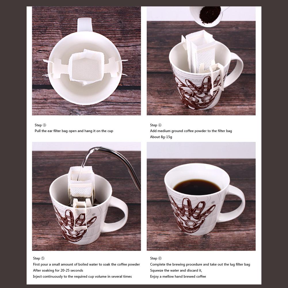 50pcs Coffee Fliter Bags Hanging Ear Style Disposable Drip Coffee Cup Filter Bags for Office Travel Coffees Filters Paper Tools