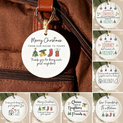 Neighbors Christmas Ornament Thank You Gift for Good Neighbors Welcome To The Neighborhood Holiday Ceramic Tree Ornament