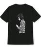 Black and White Vintage Portrait of A Man with Stylish Glasses and A Lyric Print Crew Neck Shortsleeved Casual Summer Tshirt