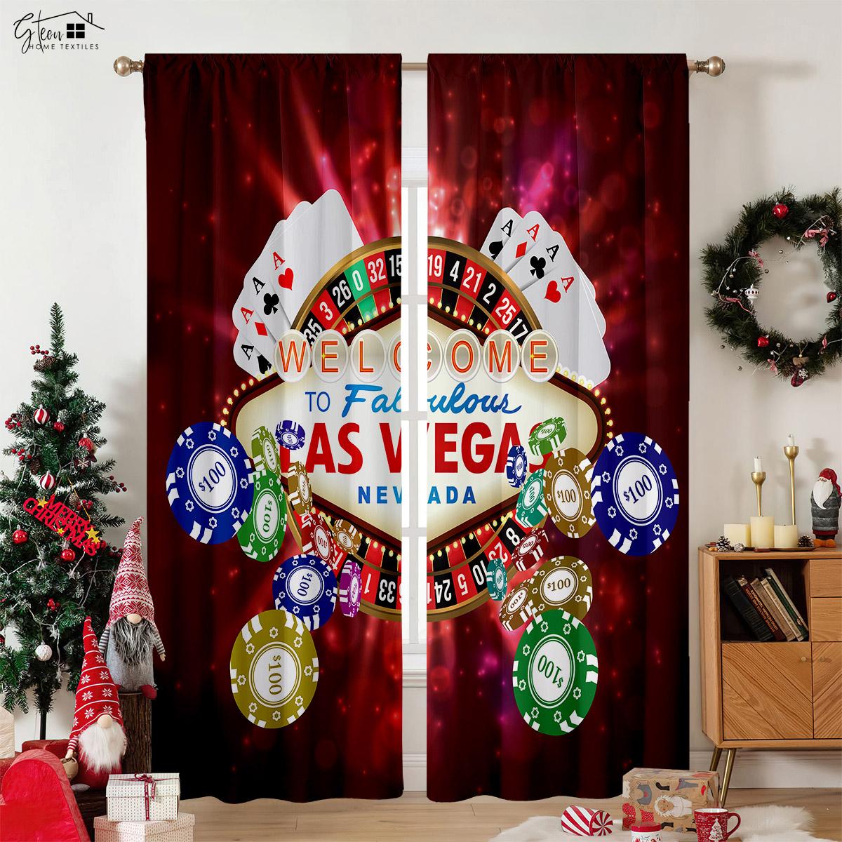 

2 шт. Рождественские декоративные шторы с мультяшным принтом Санта-Клауса для спальни, столовой, праздничной вечеринки W50xH130(CM)x2PCS&Rod pocket