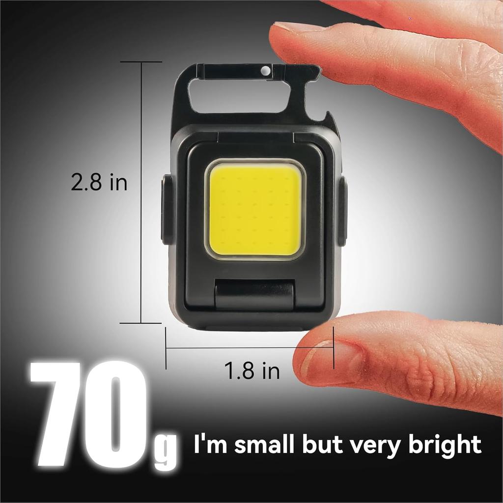 Double Sided COB Flashlight USB Rechargeable Keychain Light Torch Work Light Multifunctional 90° Rotation Camping Repair Lantern