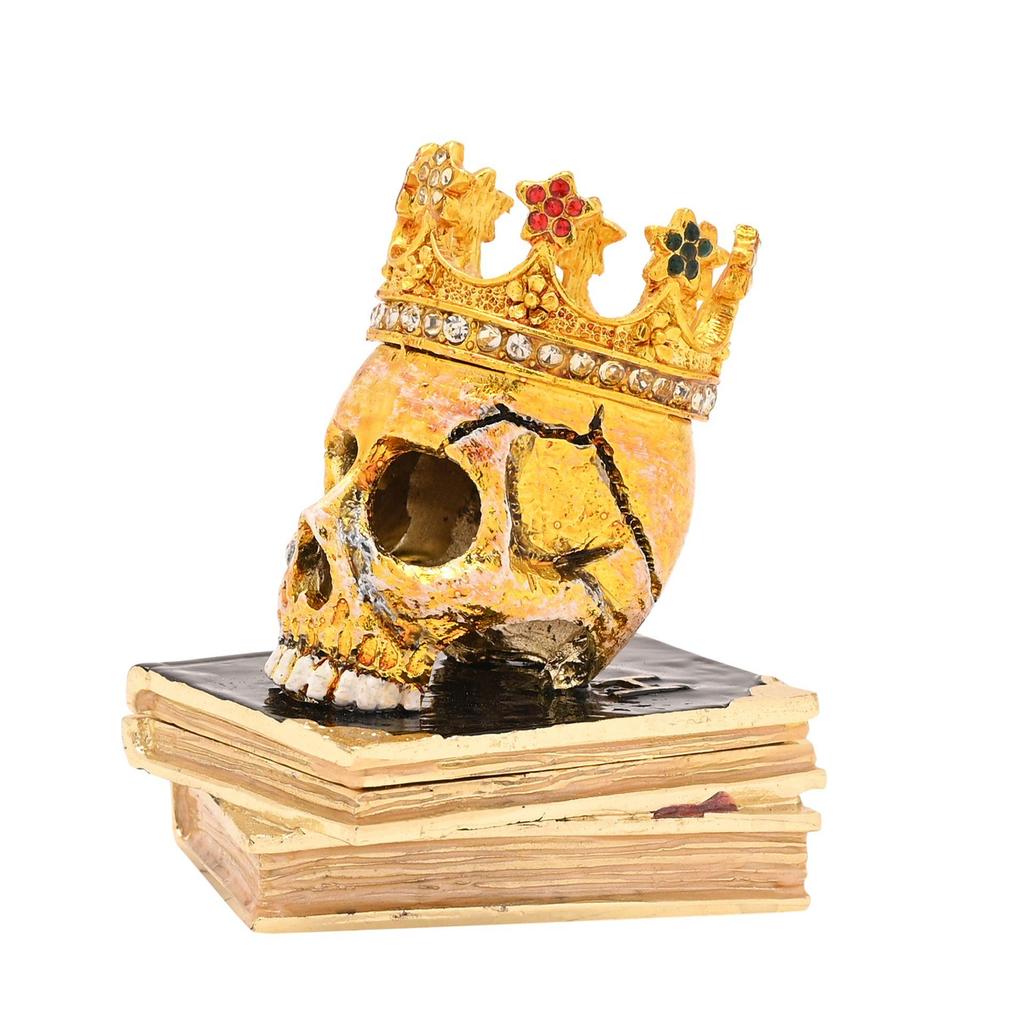 Gothic Gold Skull with Crown Jewellery Box