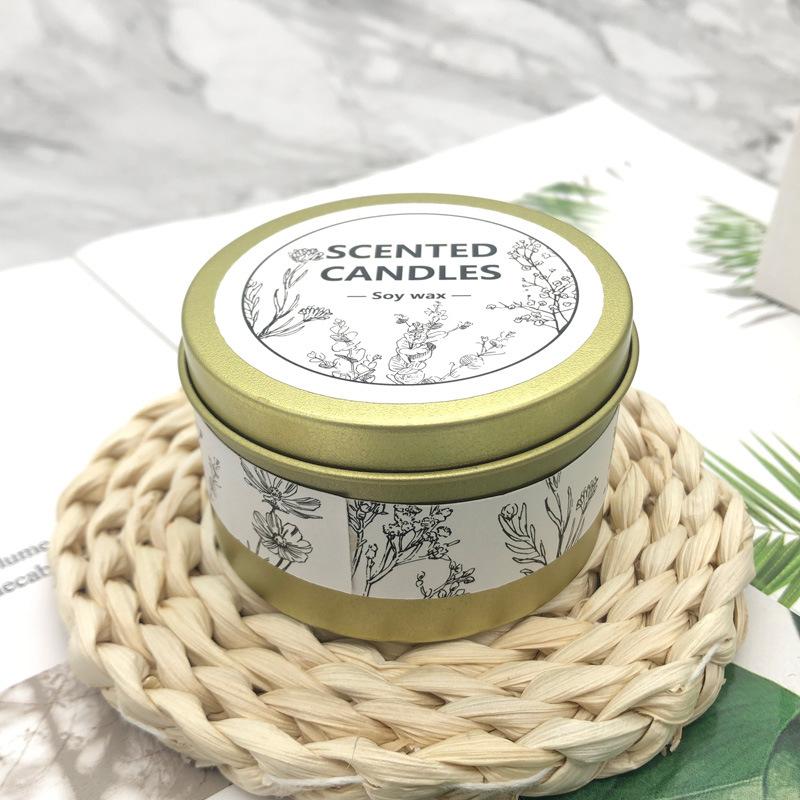 

Retro Black Metal Tin Can Soy Wax Scented Candle Creative Fragrance Gift Candle Golden, summer sea breeze