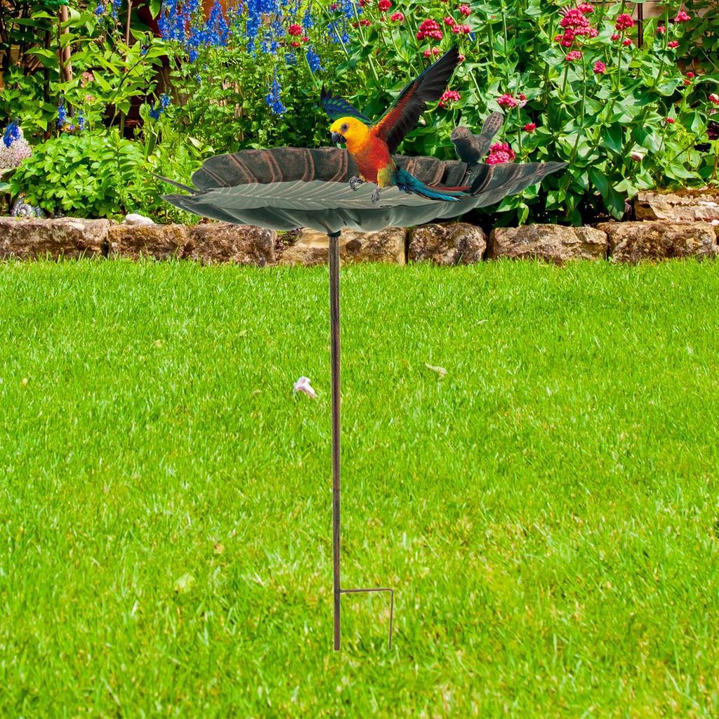 Birdfeeder with Metal Stake Bird Feeder Decorative Weatherproof Garden Bath Baths for