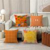 Vibrant Orange Doodles Pillowcase Toon Gift Cushion Cover Bedroom Home Sofa Chair Seat Decor Pillow Case