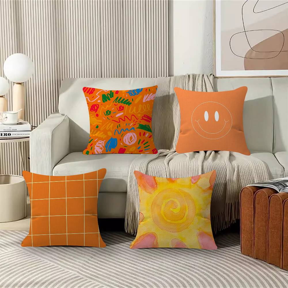 Lebhaftes Orange Kritzeleien Kissenbezug Toon Geschenk Kissenbezug Schlafzimmer Zuhause Sofa Stuhl Sitz Dekor Kissenhülle