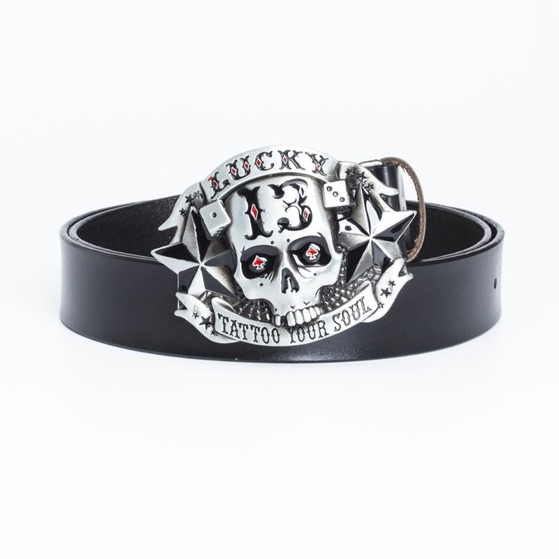Cinto de Couro Masculino com Fivela de Caveira Retrô - Estilo Personalizado do Velho Oeste Americano