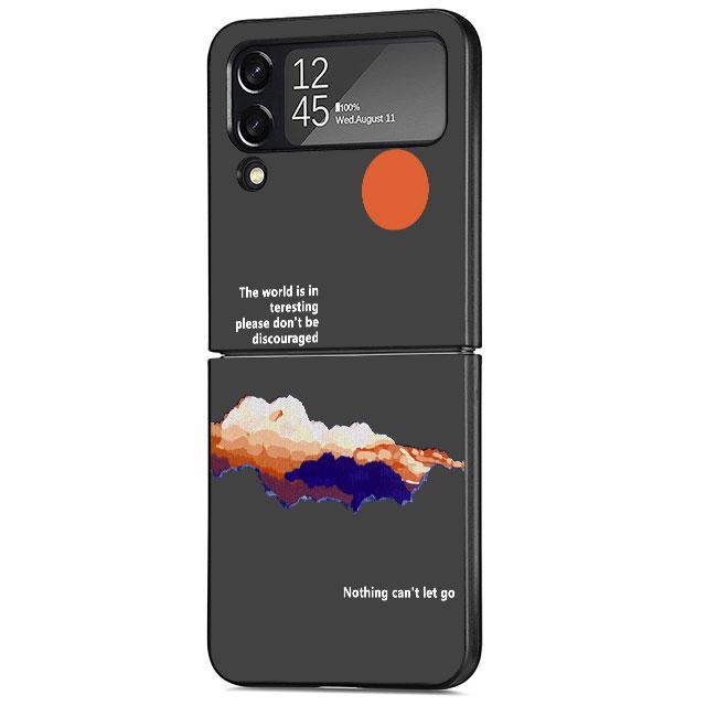 Heart Luxury Case For Samsung Galaxy Z Flip 3 4 5G Funda ZFlip 3 Black PC Hard Back Phone Capas