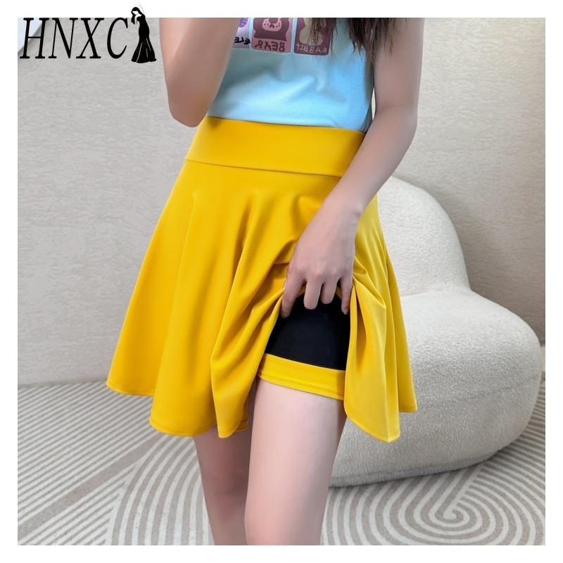 HNXC 16 Color Women's Fashion Casual Solid Color Print Summer Spring Skirt