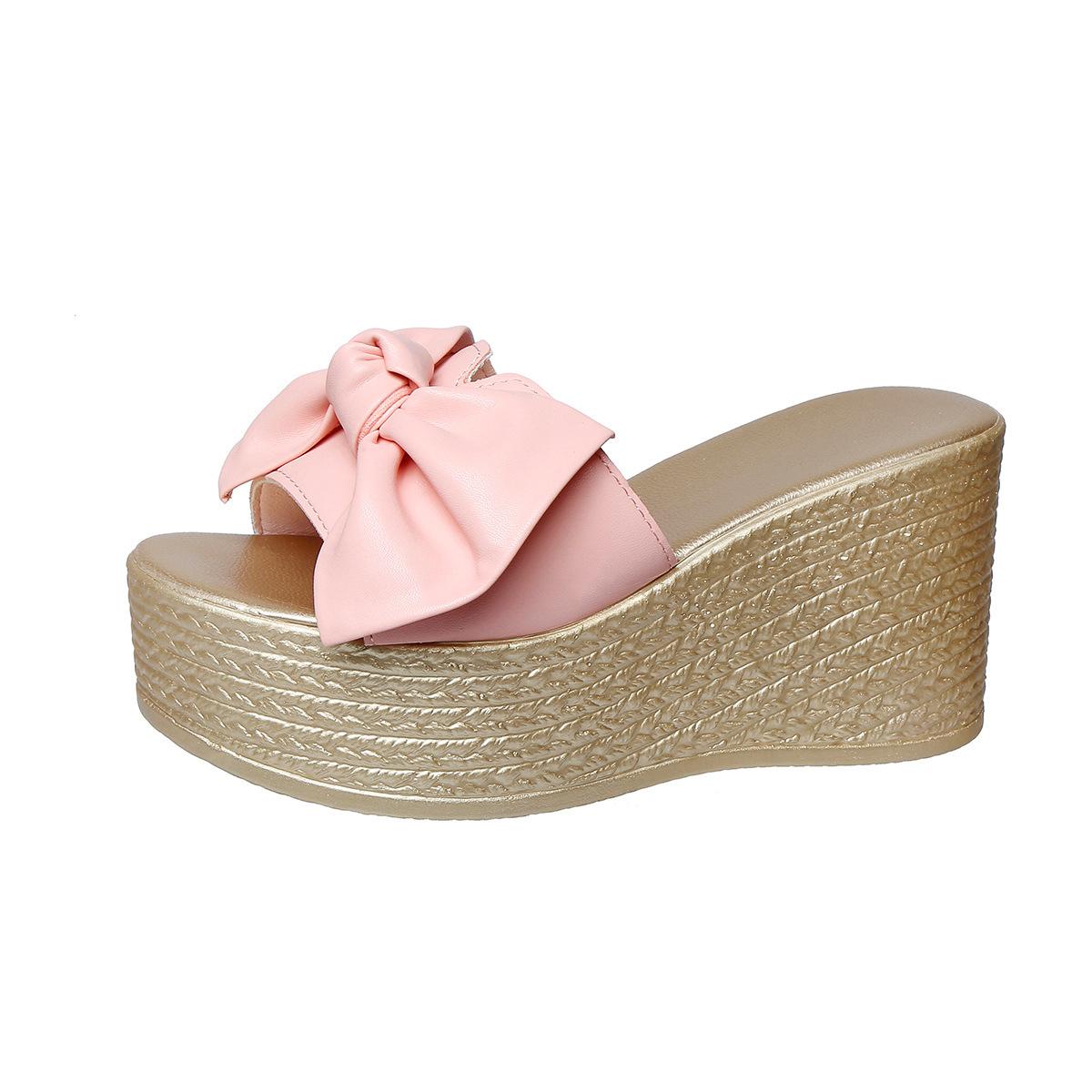 

Женские тапочки на танкетке, туфли на одной линии, тапочки из губки на толстой подошве 43 розовый