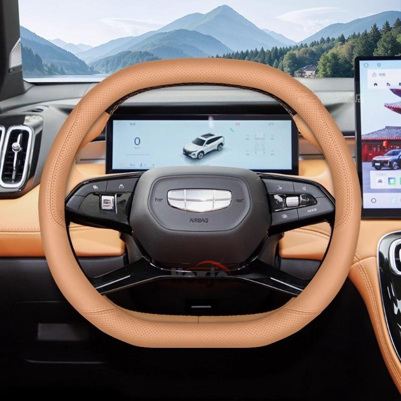 Leather Car Steering Wheel Cover for Geely Cityray Boyue L Cool Starray Galaxy Preface Interior Accessories 2025 2026