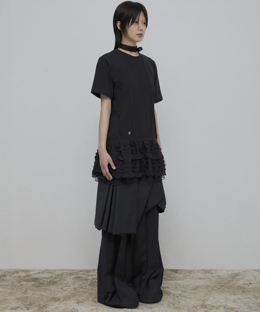 Peulleeoeob Layered Frill T-Shirt (Fl-167_Black)