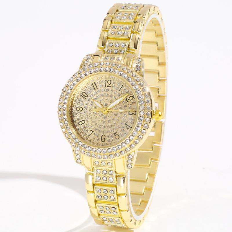

Ladies New 5Pcsset Niche Rhinestone Steel Belt Watch Stud Earrings Necklace Bracelet Ring Set Quartz Women S Watch large price