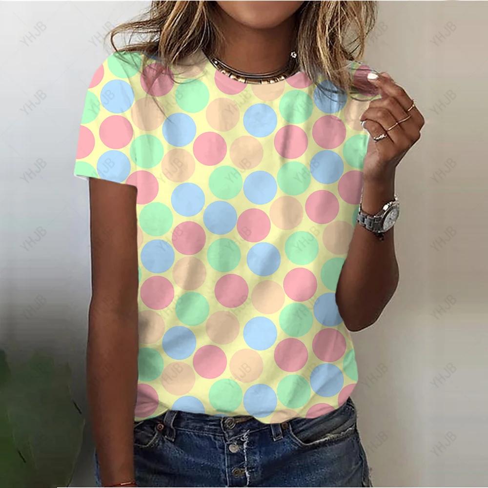 Damen T-Shirts mit Punktdruck, kurzärmelig, 90er-Jahre-Trend, Damen-Print, Grafik-T-Shirt, Damen