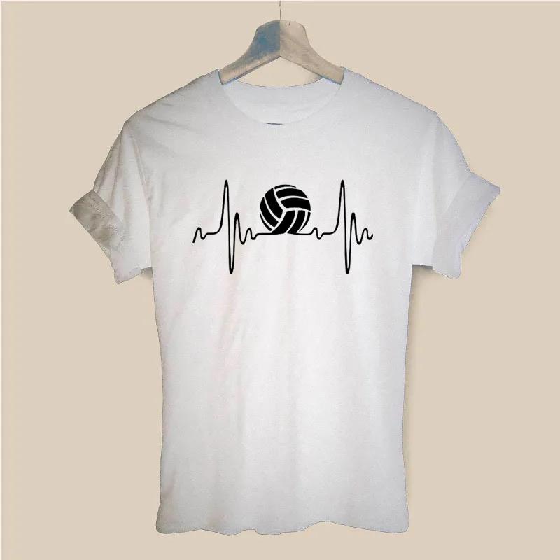 Heartbeat Volleyballs Harajuku T Shirt Funny Tshirt Women Clothing Casual Short Sleeve Tops Tees