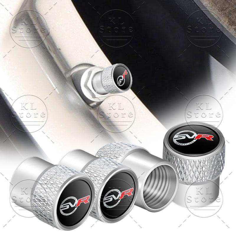 SV SVR Logo Car Tire Valve 4pcs Wheel Tire Valve Stem Dust Cap Cover For Discovery Freelander Land Rover Range Rover Evoque L322 XS1