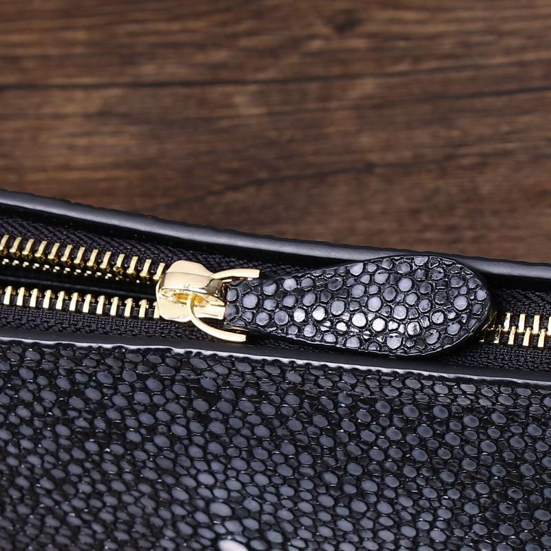New Smooth Pearl Fish Pattern Handbag High End Suitable Men Women Wallet Multi Functional Phone Bag Trendy