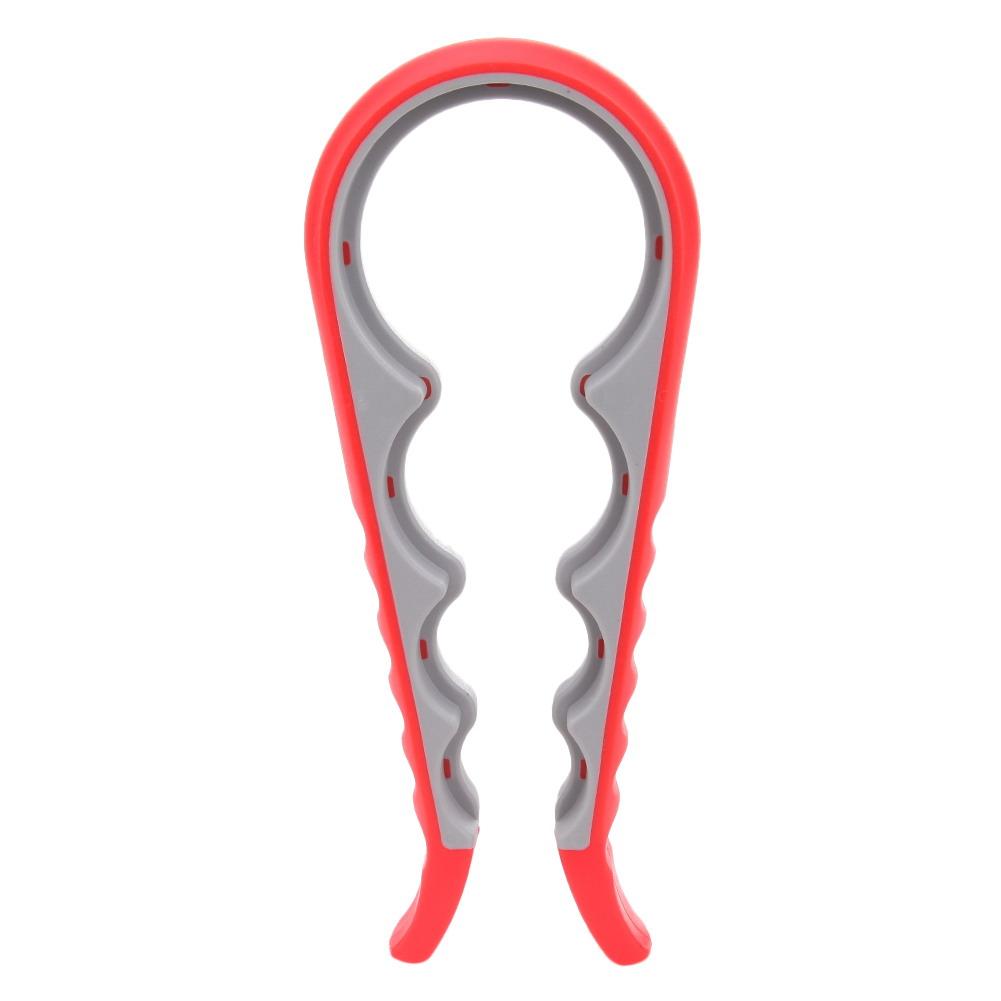 

4-в-1 Удобная открывалка для консервов, открывалка для винтовых крышек с противоскользящей ручкой, многофункциональная многоразовая открывалка для бутылок для домашней кухни красный