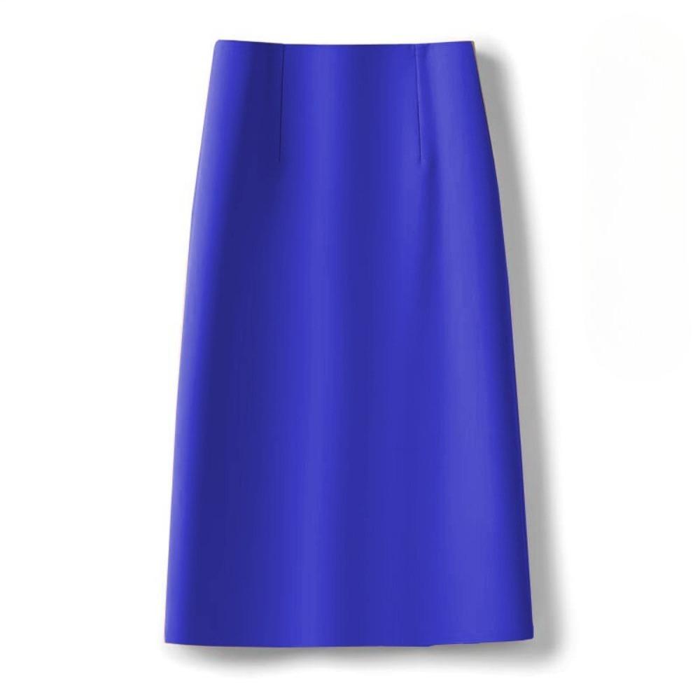 Women's High Waist A-Line Midi Skirt Non-Stretch Commuter Suit Skirt With Back Slit