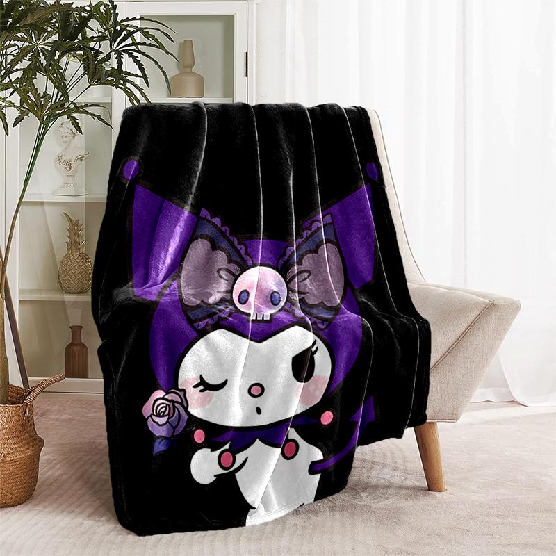 1pc Blanket Sanrio Kuromi1 Print Design, Lightweight Blanket for Sofa, Bed- Soft &Warm, Gift for All Seasons like Christmas, Halloween