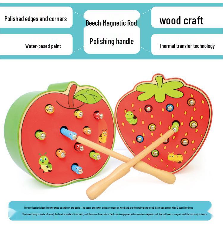 Wooden Magnetic Bug Catching Toy for Kids - Enhances Hand-Eye Coordination, Color Memory, and Parent-Child Interaction